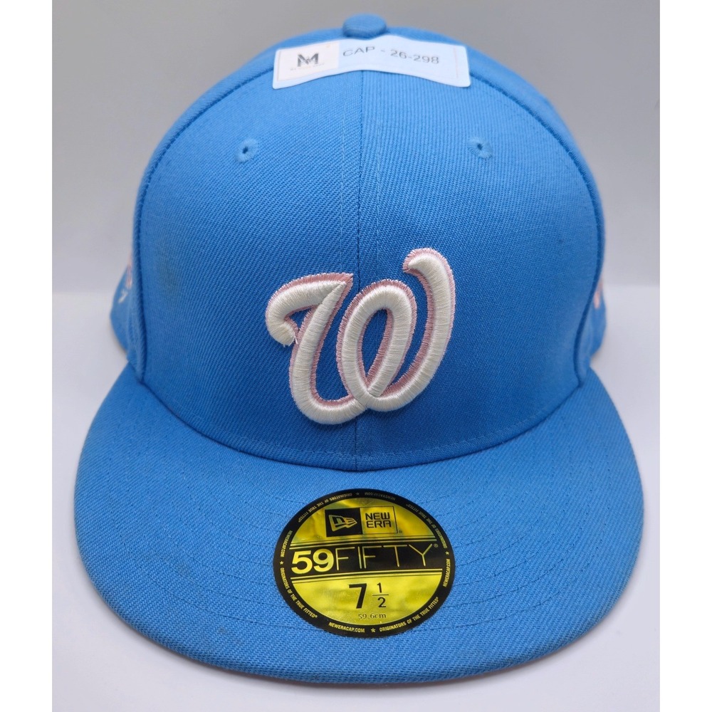 New Era 59FIFTY Washington Nationals 2019 World Series Patch Hat Blue Pink 7 1/2